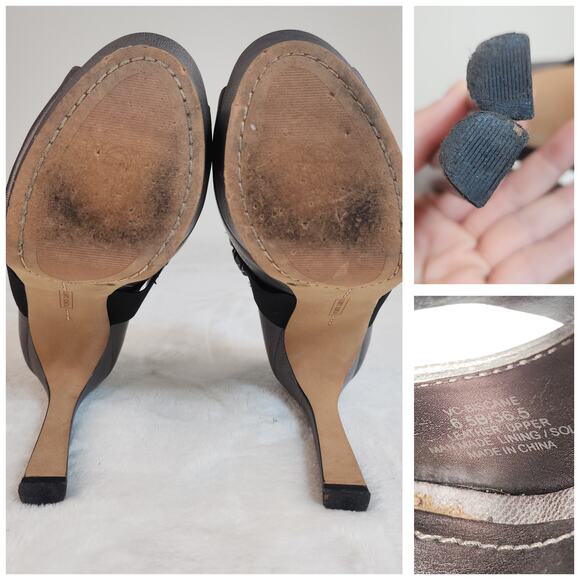 Glam Goth Platform Heels 6.5 Silver Gunmetal Metallic Studded Peep Toe Mary Jane - Picture 12 of 12